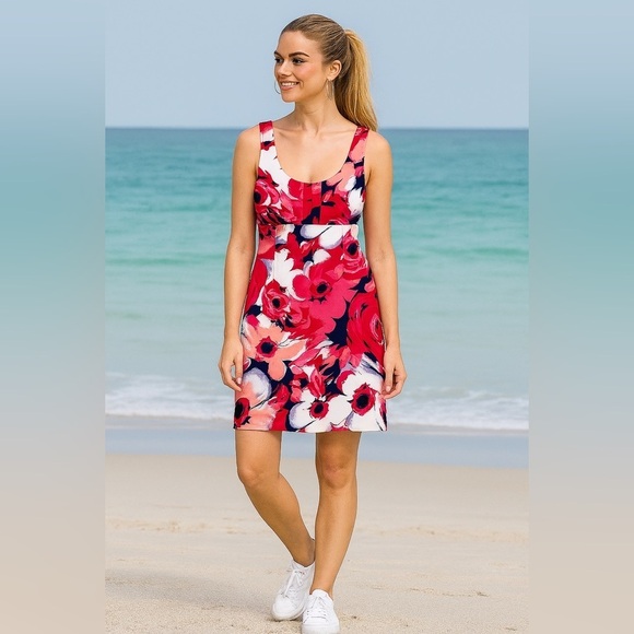 New York & Company Floral Sleeveless Dress Size 10 | Summer Retro Style Beach - Picture 3 of 5